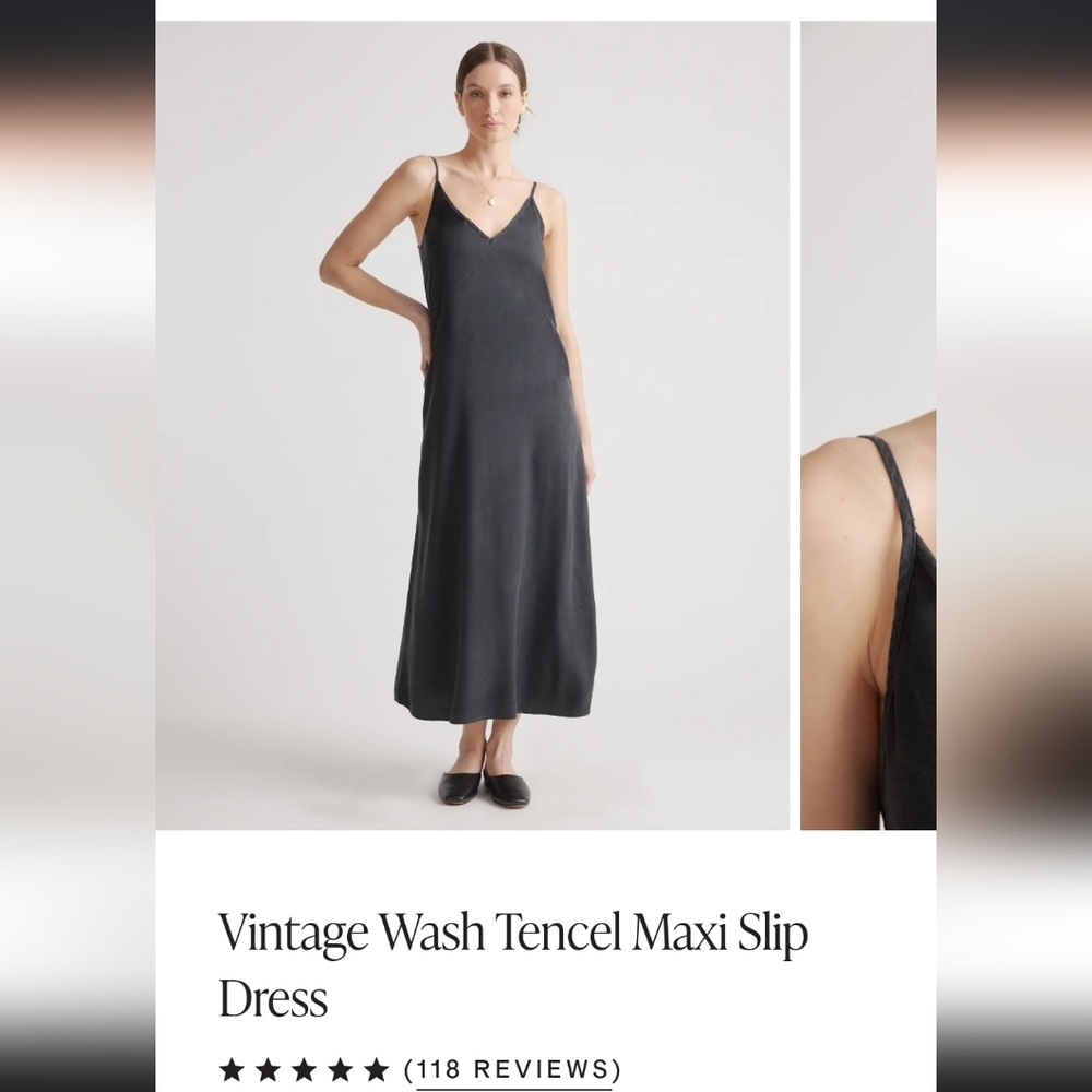 Quince Charcoal Maxi Slip Dress
